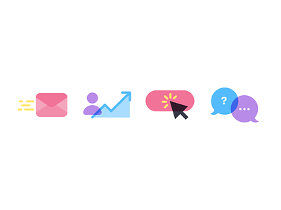 ✉️📈🐭💬 chat click flat icons illustration marketing minimal
