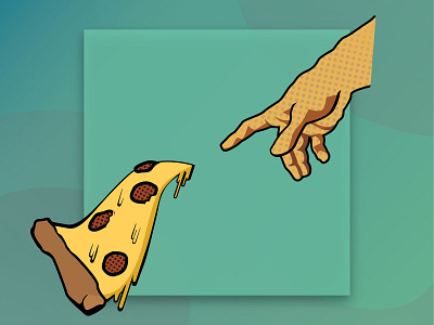 pop art & pizza cartoon cartoon design cheese comic art comic book creation of adam design gradient halftone hand illustration illustrator lichtenstein pizza pop art