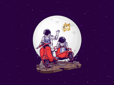 Astro_boys astronaut doge illustration illustration art moon scooter space spaceman stars universe vespa