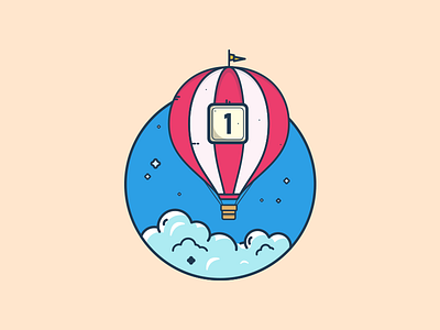 One invitation to giveaway :) balloon clouds colors dribbble invitation dribbble invite giveaway flat illustration graphic art hot air balloon illustration illustration art invitation