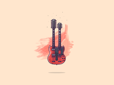 Things from past #4 : A Double neck Gibson art classic rock colors gibson graphic art graphic design guitar illustration illustration art illustrator jimmy page led zeppelin music rock music vintage warm colors