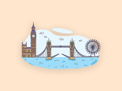 Things from past # 5 : London City art big ben city life client work flat illustration graphic art graphic design illustration illustration art illustrator london london bridge london city london eye