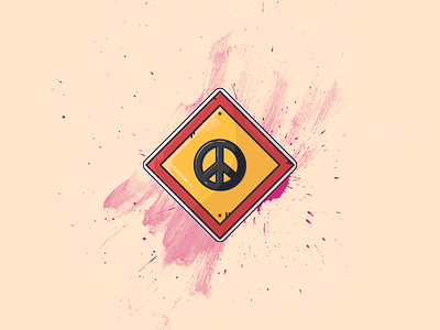 Peace sign on the road anarchy art client work colors graphic art graphic design illustration illustration art illustrator peace peace sign signboard splash street art street sign warm colors