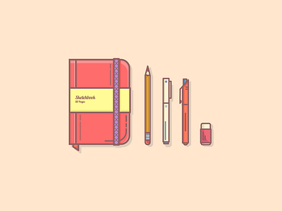 Things from past # 9 : My notebook and pens art eraser essential faber castell flat illustration graphic art graphic design icon icon artwork illustration illustration art illustrator logo moleskin notebook parker pen and paper pencil personal project