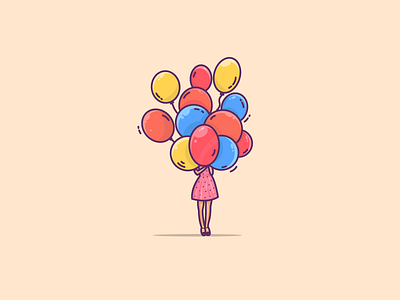 Girl with balloons... lots of balloons :) art balloon balloons character art client work colors cool colors design flat illustration girl girl illustration graphic art graphic design icon artwork illustration illustration art illustrator minimal warm colors whimsical