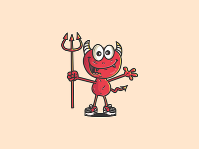 Happy Devil children book illustration children books colors devil devil horns flat illustration graphic art graphic design happy icon artwork illustration illustration art illustrator minimal smiley face sneakerhead sneakers staff warm colors whimsical