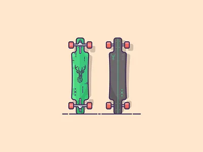 Longboard art cool colors flat illustration graphic art graphic design icon artwork illustration illustration art illustrator longboard longboarding minimal polyart skateboard skateboard design skateboarder vector warm colors