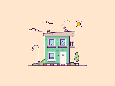 Things from past # 11 : A Small house colors flat illustration graphic art graphic design house icon icon artwork illustration illustration art illustrator minimal neighborhood sun tiny house tinyart vector vector artwork