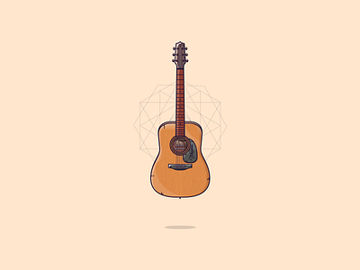 An acoustic guitar acoustic detail flat illustration geometric geometric illustration graphic art graphic design guitar guitarist icon illustration illustration art minimal music takamine ui vector vintage warm colors wood