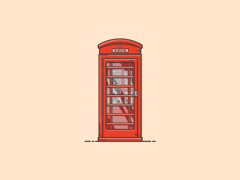 Things from past # 18 : Phone Booth colors ui logo warm colors london british england phone retro phone booth icon vintage minimal flat illustration illustrator illustration art graphic art graphic design illustration