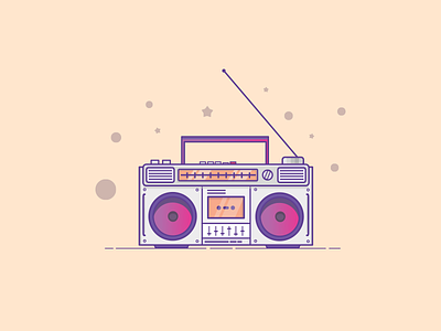 Things from past # 20 : A Boombox art boombox colors flat illustration graphic art graphic design icon icon artwork illustration illustration art illustrator logo minimal music personal project retro ui vector vintage warm colors