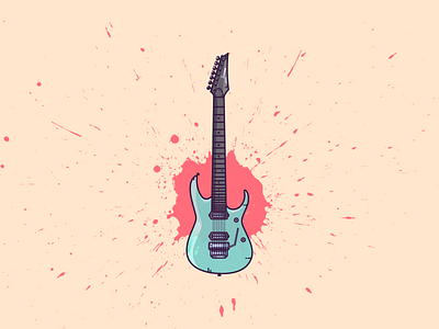 Ibanez 7 String djent electric guitar flat illustration graphic art graphic design guitar guitarist ibanez icon illustration illustration art illustrator metal rock rock and roll splash vector