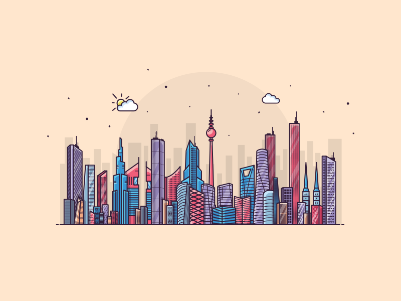 City skyline by Mahamud Hassan on Dribbble