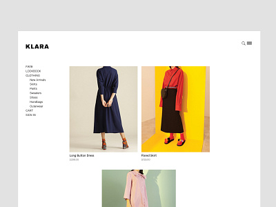 KLARA E-Commerce branding design editorial fonts graphic design layout minimalism modern ui ux web