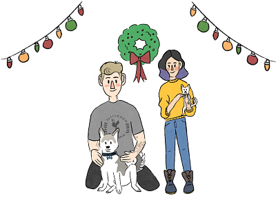 Holiday Card 🎄 2d animals christmas dogs festive flat holiday card holiday design illustration kansas ks wichita
