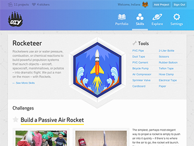 DIY Rocketeer Skill page ui ux