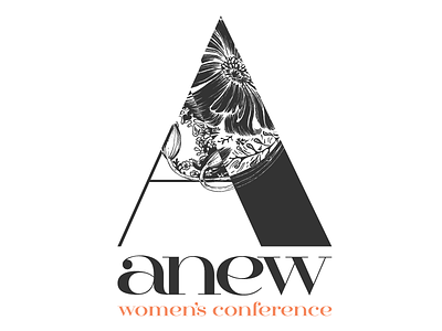 Anew Branding a branding church conference female flower gray illustrator lettertype logo negative space peach vector women