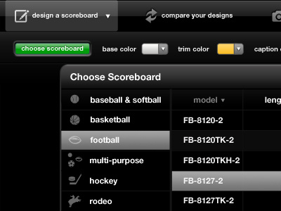 Build-A-Board scoreboards sports user interface