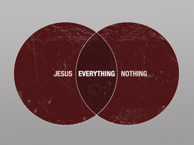 Jesus + Nothing = Everything circles dashes diagram gospel red venn