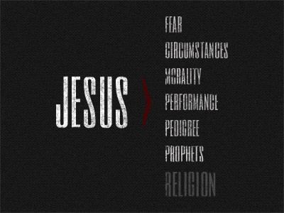 Jesus Is Greater black cloth distress gray red