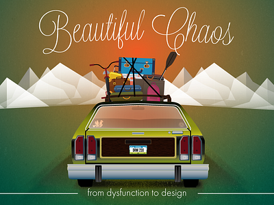 Beautiful Chaos car family mountains road trip station wagon sunset truckster vacation