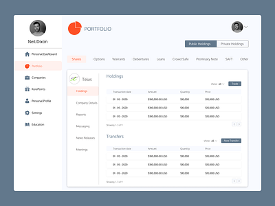 Portfolio Dashboard Design