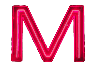 Neon M branding design graphic neonsign vintage