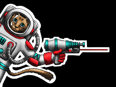 Illustration Work for the Fine Folks at Crimson Trace astronaut cat crimsontrace gun illustration laser space