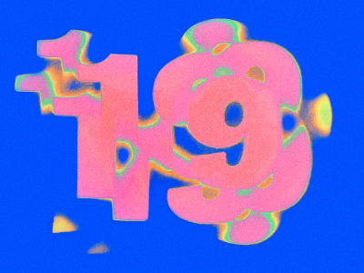 Nineteen bright color illustration lettering lo-fi nineteen number psychedelic rainbow typography