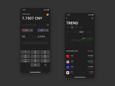 Exchange rate conversion app app design ui