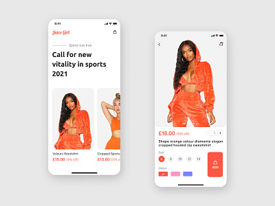 Online sportswear app app design ui