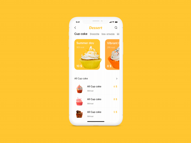 Dessert order app animation app design ui