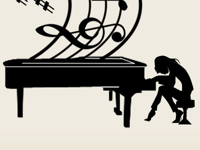 keyboard player silhouette