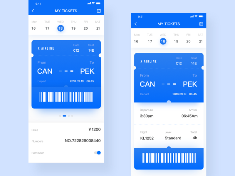 Air tickets pages by Guts on Dribbble