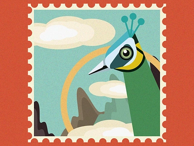 Green peafowl bird illustration ui