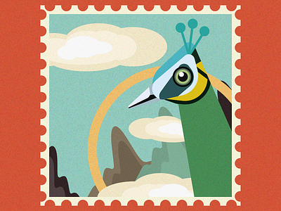 Green peafowl bird illustration ui