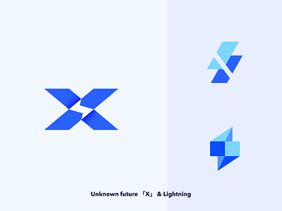 Unknown future 「X」 & Lightning branding ci icon logo vi