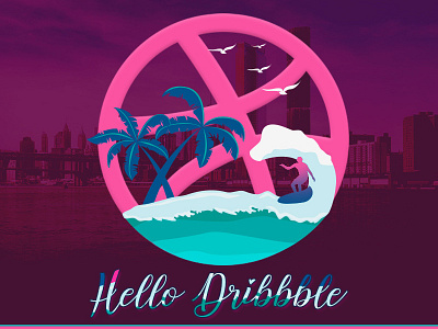 Hello Dribbble dribbble hello illustration pink