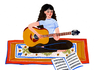 Music Maker gouache illustration music woman