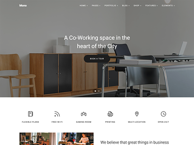 Co-Working Spaces web template bootstrap business carousel clean co working design html5 modern template ui web design web template