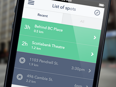 Home screen app dashboard home ios list mobile parking spot ui ux