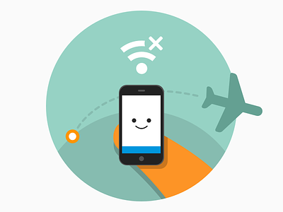 Offline, on the go airplane mode android firefox fox illustration mobile offline onboarding