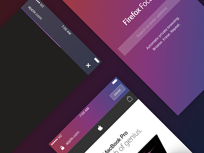 Firefox Focus browser erase firefox gradient ios mobile privacy private ui ux