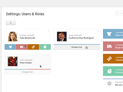 Users & Roles design groups manage management roles settings ui user group users ux web