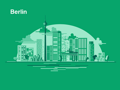 Startup Lithuania - Berlin berlin bridge buildings city clouds illustration landscape orange palm ship vector
