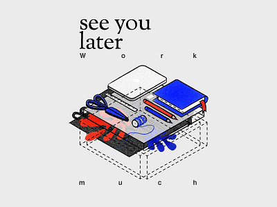 see you later, Summer dear blue book isometric leaves mac matisse memphis pencil red scissors shapes summer