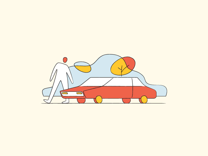 people & cars car cloud cozy eclectic illustration minimal modern people person tree warm