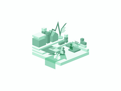 Hyperb buildings city diagram digital green illustration isometric real estate technology