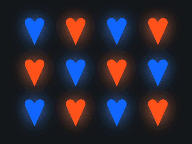 red / blu hearts