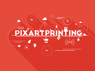 Pixartprinting brand daily flat illustration logotype red typeface